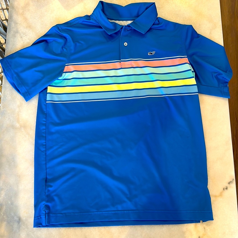 Vineyard vines boys performance polo size large. Worn once for family photos.